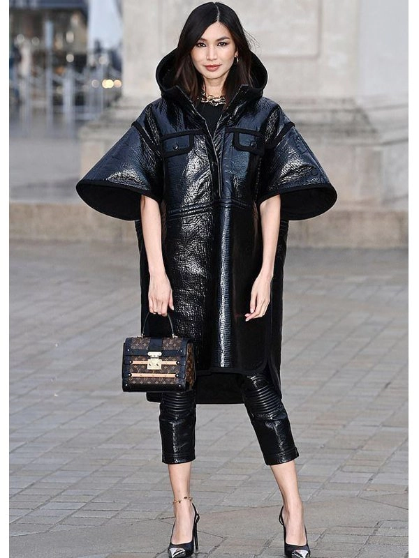 Gemma-Chan-Black-Leather-Coat