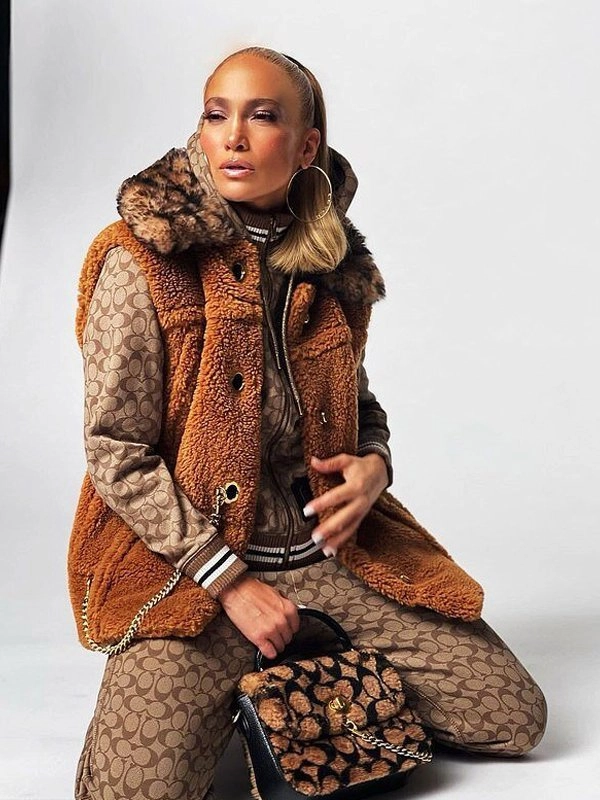 Jennifer-Lopez-Faux-Fur-Brown-Shearling-Vest