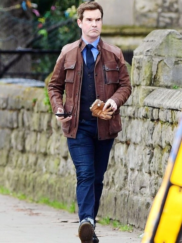 Jimmy-Carr-Brown-Suede-Jacket