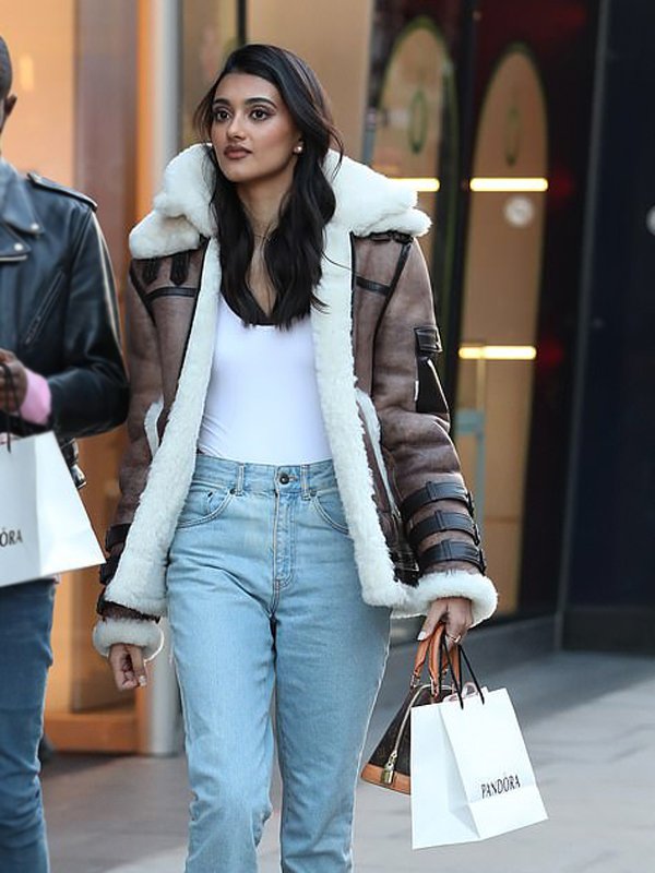 London-Neelam-Gill-Shearling-Brown-Double-Collar-Leather-Jacket