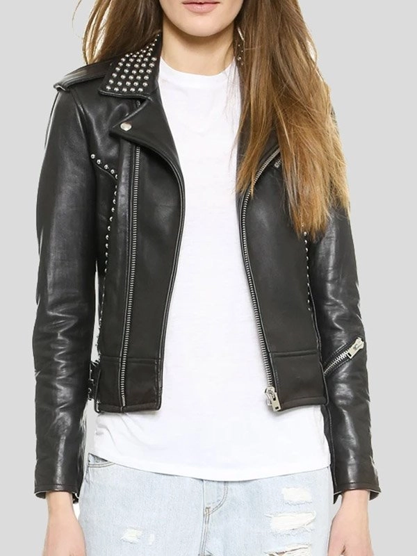 Womens-Biker-Studded-Leather-Jacket