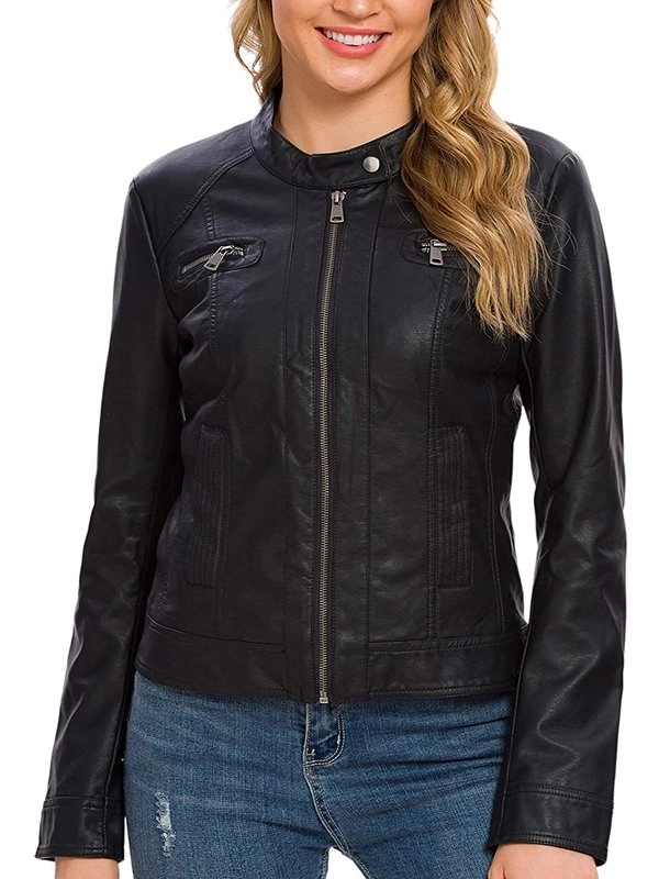 Womens-Snap-Tab-Black-leather-Jacket