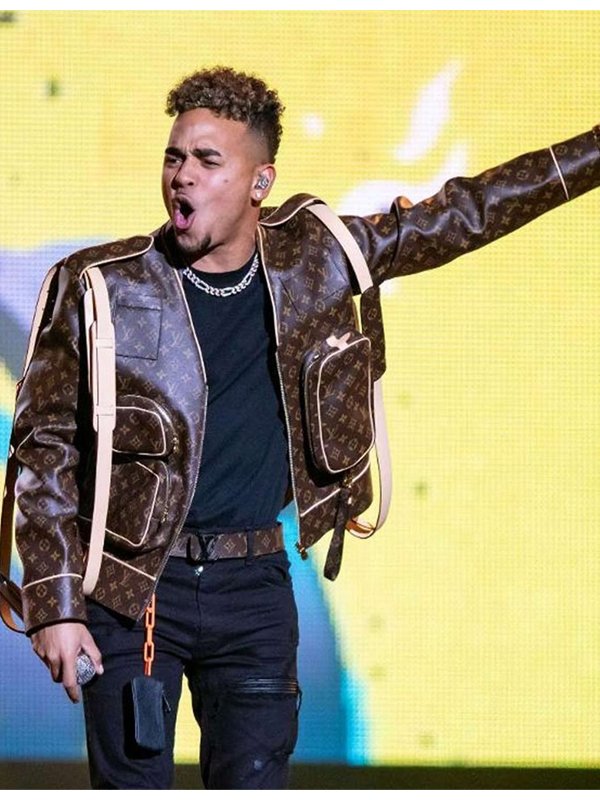 American-Singer-Ozuna-Front-Pockets-Brown-Leather-Jacket