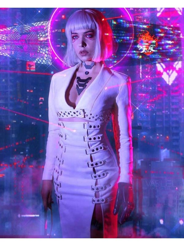 Neon-Girl-Cyberpunk-2077-Night-City-White-Coat