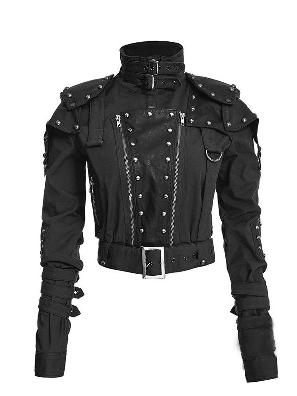 Womens-Black-Cropped-Studded-Military-Jacket