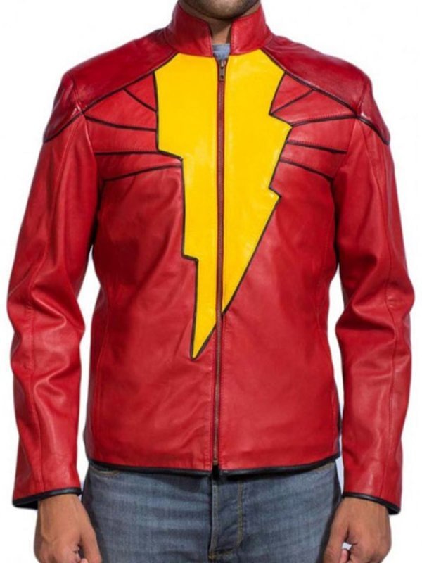 Captain-Marvel-Shazam-Red-Leather-Jacket-1