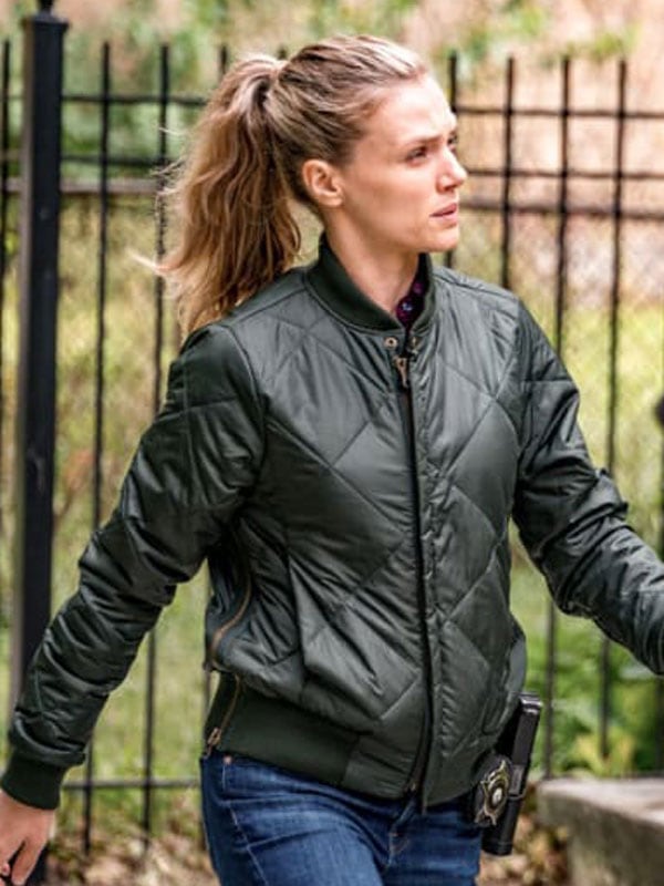 Chicago-P.D.-Tracy-Spiridakos-Quilted-Bomber-Jacket