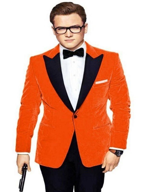 Kingsman-The-Golden-Circle-Eggsy-Orange-Velvet-Blazer-1