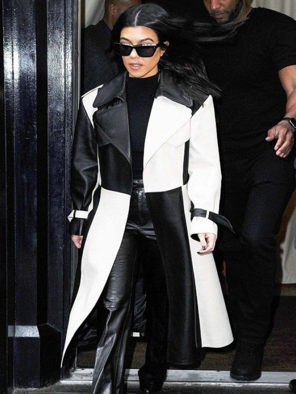 Kourtney-Kardashian-Black-And-White-Leather-Coat