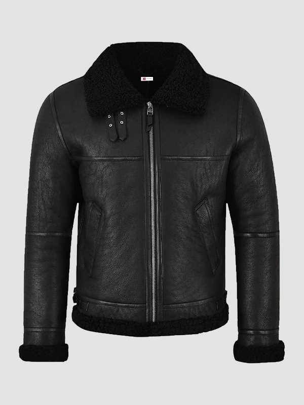 Mens-Jet-Black-Shearling-Jacket